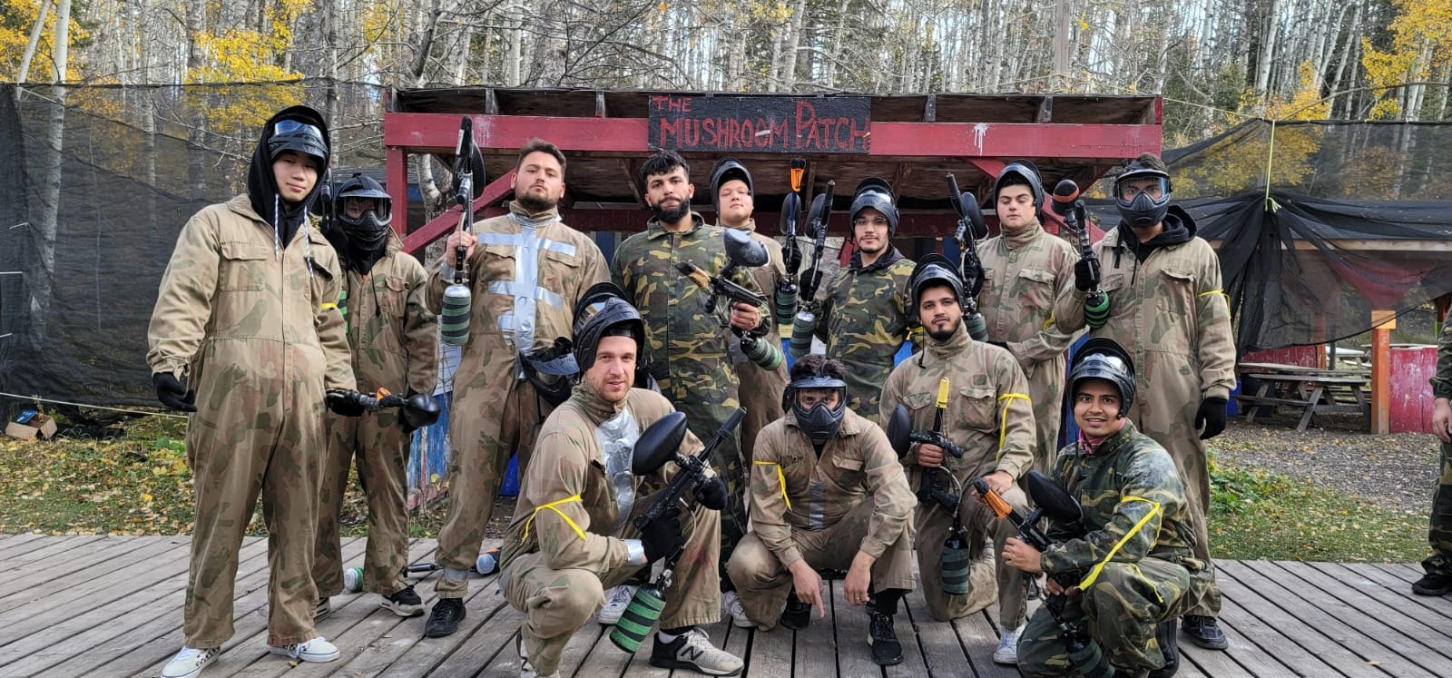 The Telebridge team together after a paintball day out
